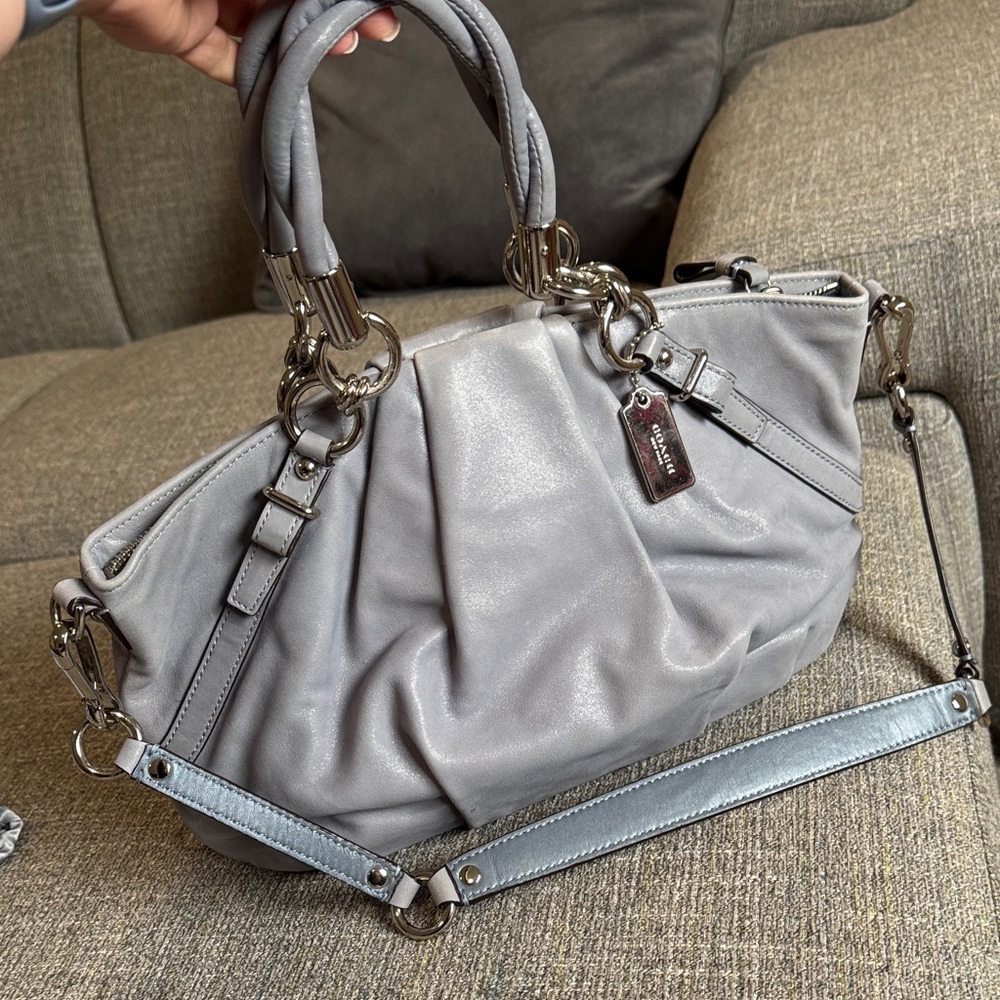 Coach Madison Pleated Leather Sophia Satchel in Slate Shimmer F22563 - Picture 4 of 12